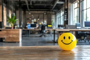 smiley souriant dans un bureau - bien-être au travail